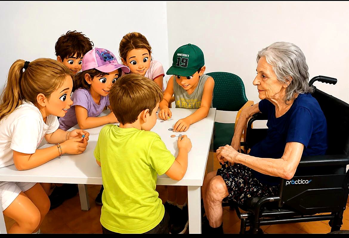 Momento dell'incontro intergenerazionale alla Casa di Riposo La Panoramica